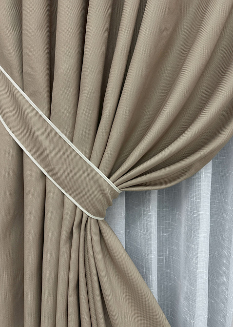 Комплект готових штор VR-Textil Рогожка TERRA LUXE № 1858ш Бежевий 100х290 см 2 шт (31-0087) Київ - фото 5