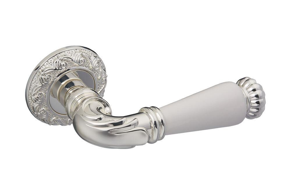 Ручки дверні Gavroche NEODIUM BS/White  яскраве срібло/ білий Київ - фото 2