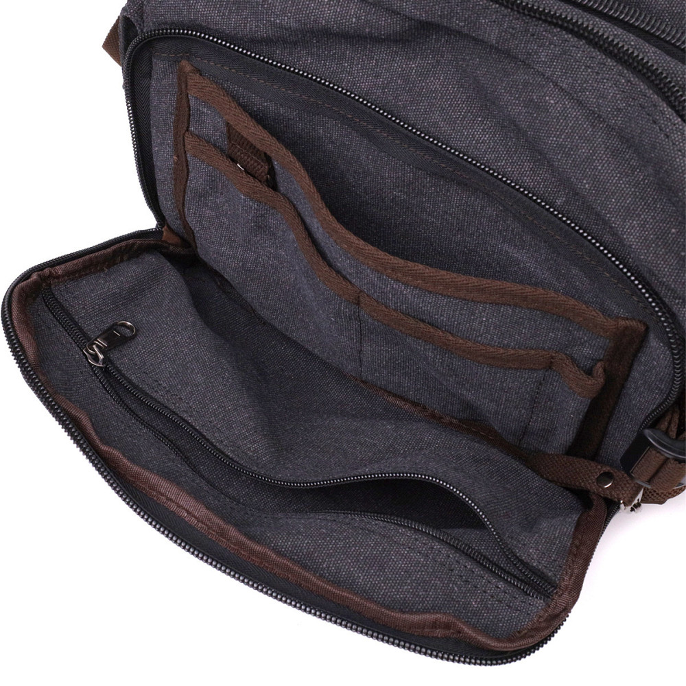 Мужская сумка мессенджер из плотного текстиля Черный (Vintage) Киев - изображение 9