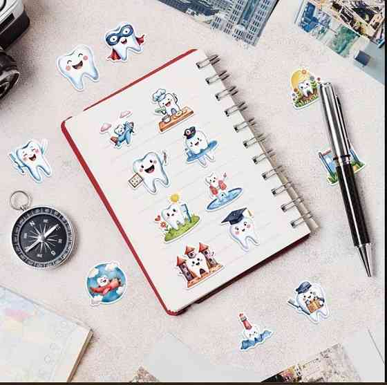 Набор стикеров зубчики – 50 шт, милые наклейки для декора Киев