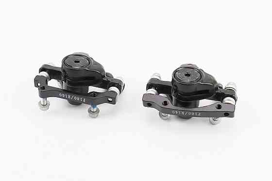 Гальмо Disk-brake переднє (F160/R140мм)+заднє (F180/R160мм), диски 160мм, кріпл. 6 болтів, чорні DX-2018 Київ