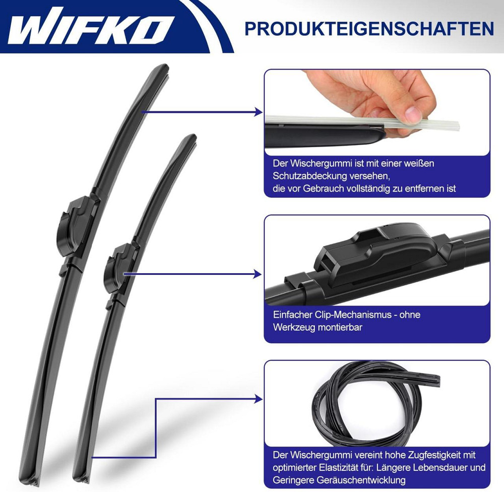 Щітки склоочисника Wifko для Toyota Yaris MK3 2012–2019, передні + задні, комплект всесезонних двірників Київ - фото 2