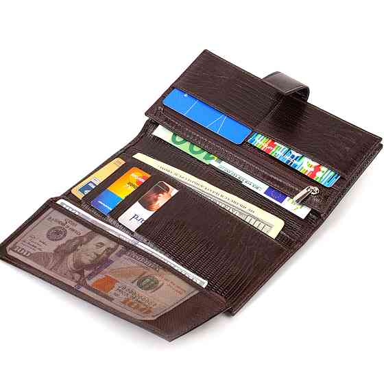 Интересное вертикальное мужское портмоне из натуральной фактурной кожи с тиснением CANPELLINI 21718 Коричневое Киев