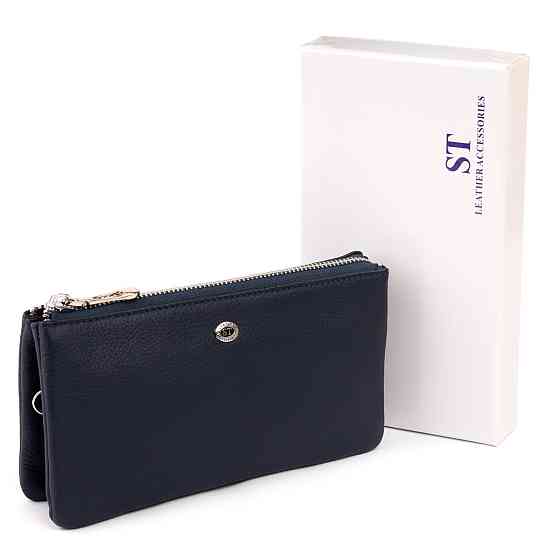 Вместительный клатч на два отделения женский ST Leather 19248 Синий Киев