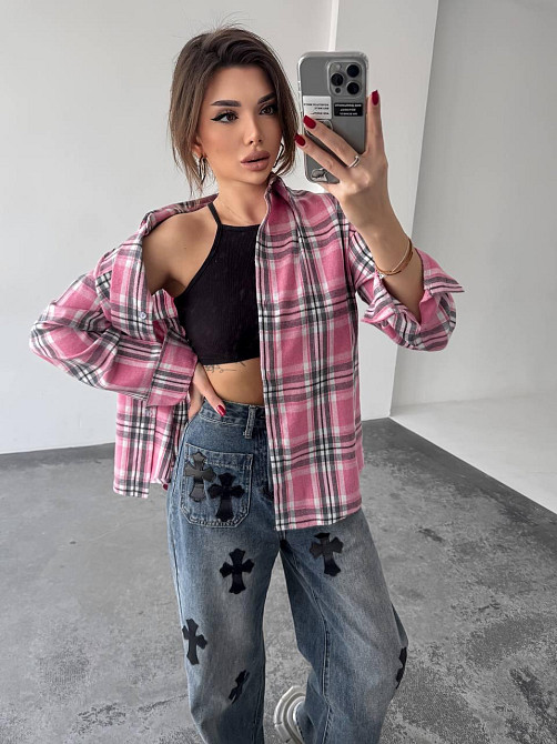 Женская рубашка в клетку (с накатом) 42-46, клетка 35 Одесса - изображение 2