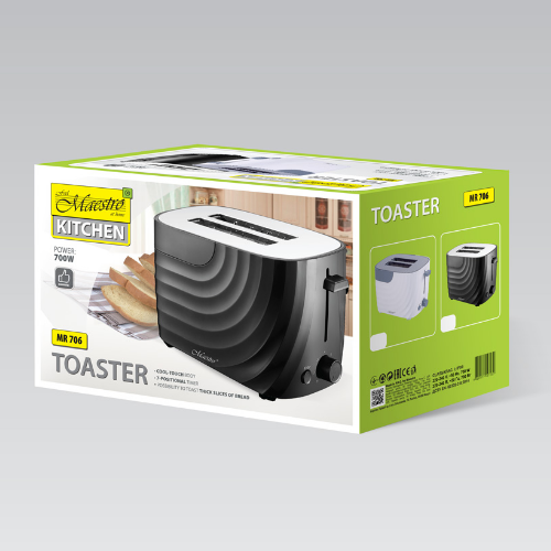 Тостер 700W MR-706-BLACK Maestro Житомир - изображение 3
