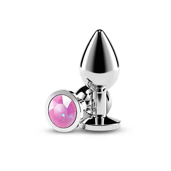 Анальна пробка NS Novelties Rear Assets — Silver — Medium — Pink Gem Sex Aura Київ