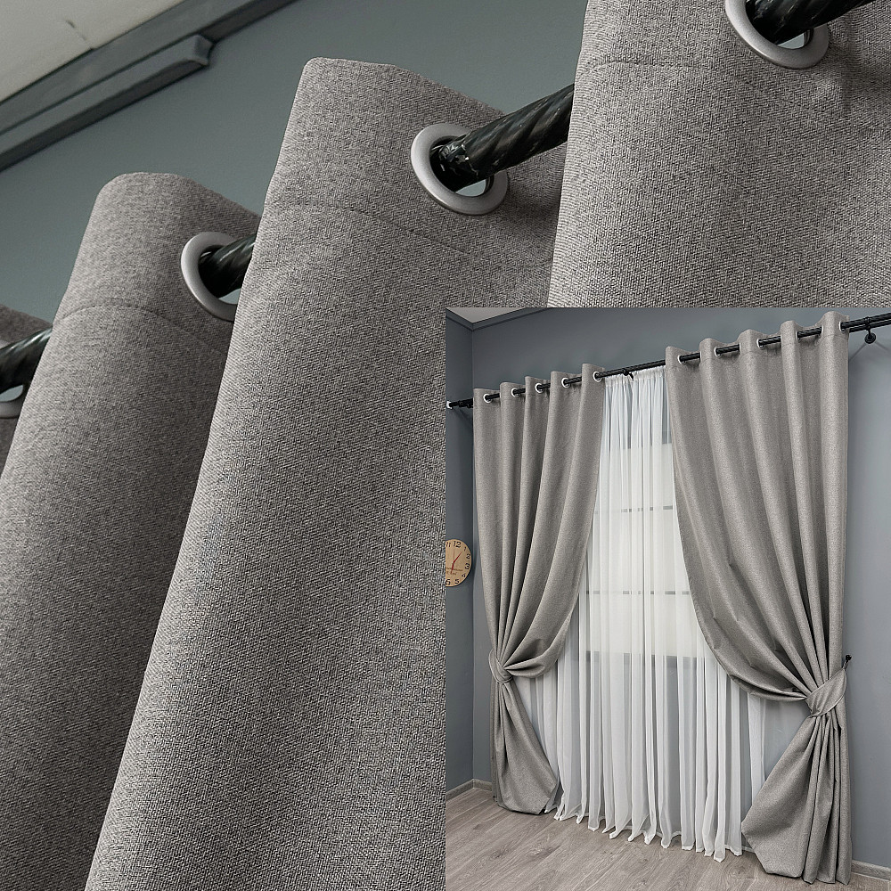 Комплект штор на люверсах VR-Textil Блэкаут двусторонний ASHEN NIGHT № 1848ш Кофейно-серый 150х270 см 2 шт (37-0289) Киев - изображение 1