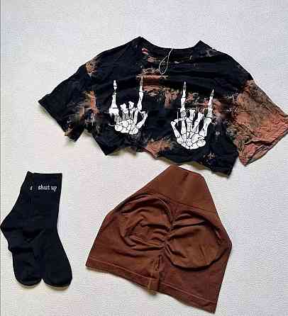 Жіночий літній костюм-двійка: топ і шорти двонитка вареняти + трикотаж рубчик Шоколадний, 46/48 Одеса