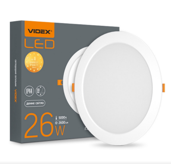 LED Панель врізна кругла 26W 5000К VL-DLBR-265 Videx Житомир