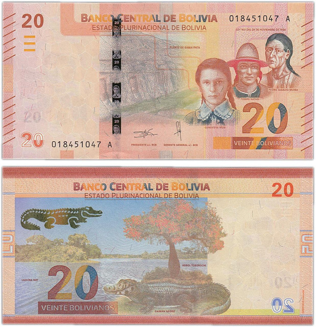 Боливия / Bolivia 20 Bolivianos (2018) Pick NEW UNC Полтава - фото 1