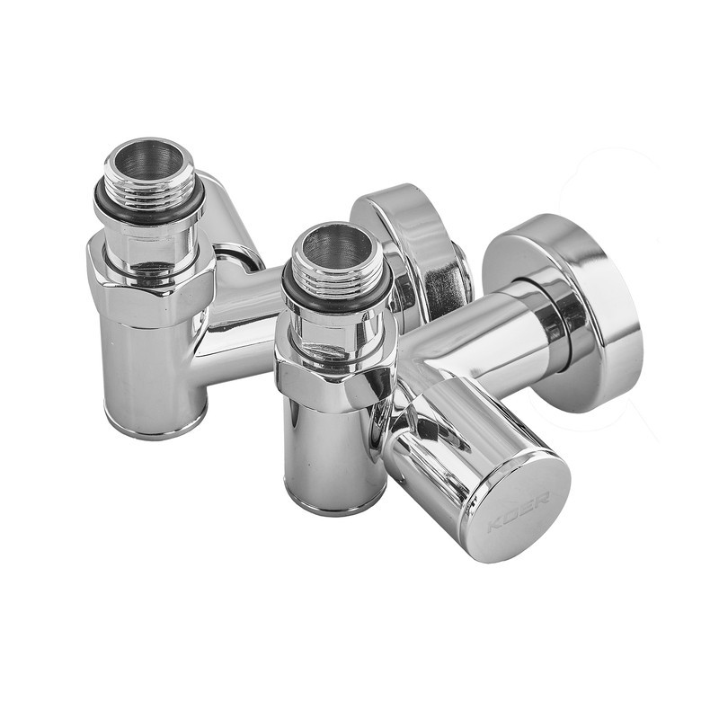 Комплект кранов для полотенцесушителя угловой Koer KR.SET.551 - M1/2'xM1/2'' под ТЭН хромированный (KR5841) Киев - изображение 5