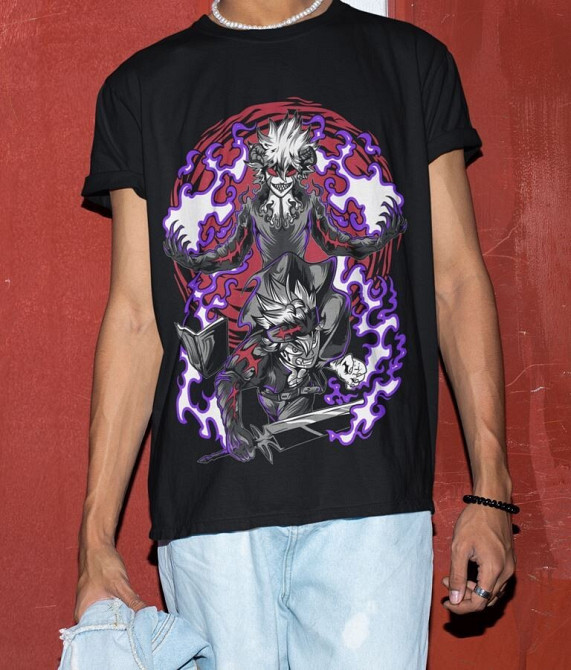 Футболка для хлопчика з аніме принтом Чорна конюшина оверсайз (зріст від 165 до 180) Чорний AnimeJ0872m Дніпро - фото 2