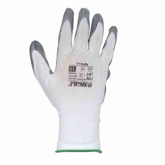 Трикотажные перчатки с частичным нитриловым покрытием р10 (серые, манжет) SIGMA (9443521) Ровно