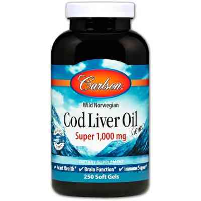 Жирные кислоты Carlson Жир из Печени Норвежской Трески, 1000 мг, Cod Liver Oil, 25 (CAR-01302) Винница