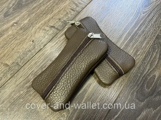 Кожаная ключница на две молнии черного цвета MD Leather Черный Киев