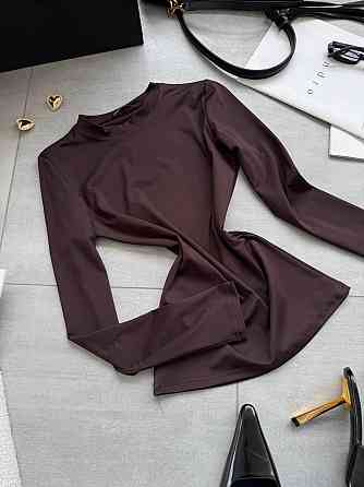 Жіночий повсякденний базовий лонгслів мікродайвінг Шоколад Одеса