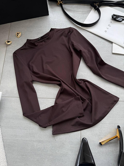 Женский повседневный базовый лонгслив микродайвинг Шоколад Одесса - изображение 2