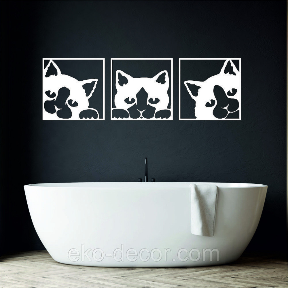 Декоративное настенное Панно «Коты» Декор на стену 30*100 см, Белый Киев - изображение 6
