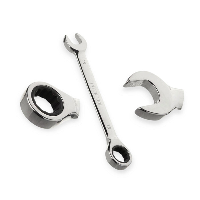 Набір ключів ріжково-накидних з тріскачкою 8-19 мм 8 шт (планшет) CrV Мукачево - фото 1