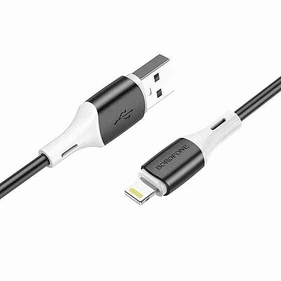 Кабель Type-C - Lightning BOROFONE BX79 3A 20W 1m силіконовий силіконові конектори колір чорний BX79PDLB Одеса