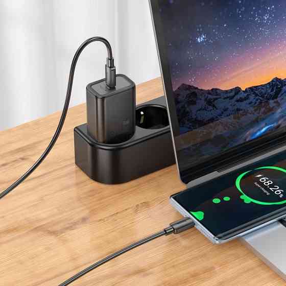 Мережевий зарядний пристрій HOCO N62 Gentle single port PD30W charger (EU) Black Одеса