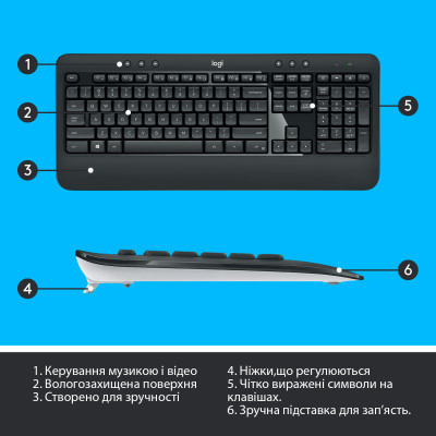 Комплект Logitech MK540 Advanced Wireless UA Black (920-008685) Вінниця - фото 10