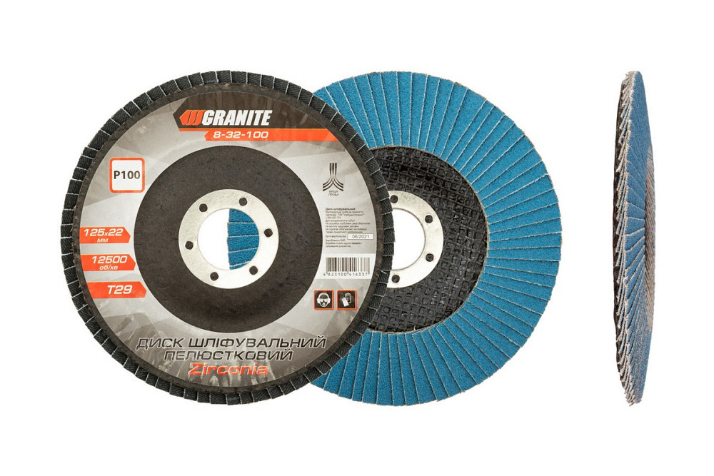 GRANITE Диск шліфувальний пелюстковий конусний GRANITE ZIRCONIA Т29 зерно 100 125×22 мм 8-32-10 Коломыя - изображение 4