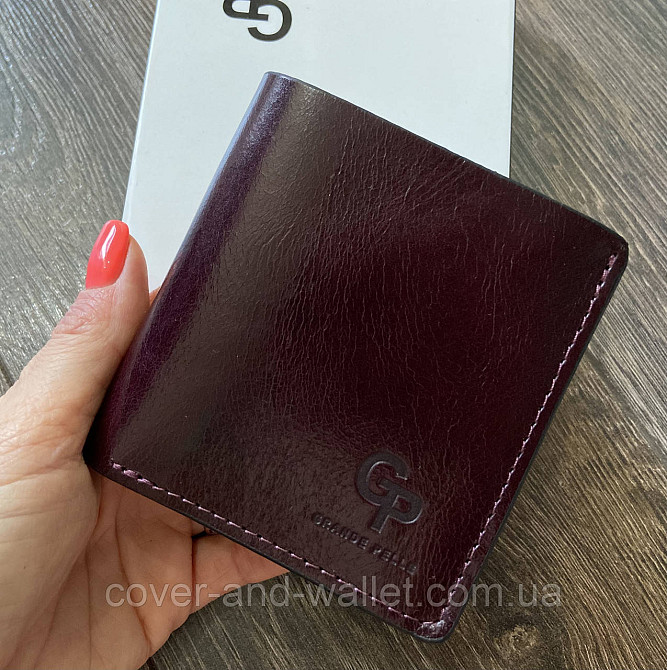 Компактний жіночий гаманець бордового кольору з італійської шкіри Grande Pelle Lettera Київ - фото 1