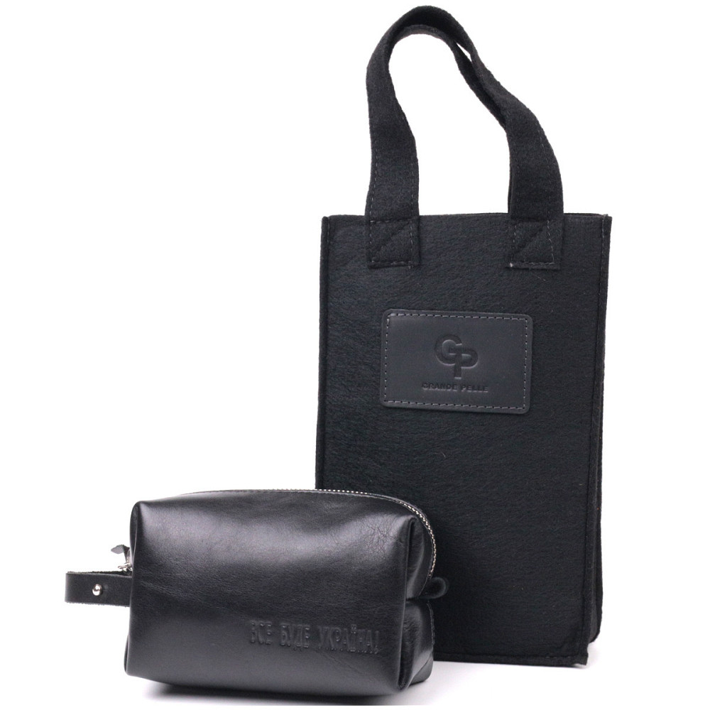 Небольшая косметичка из гладкой кожи на молнии Украина GRANDE PELLE 16761 Черная Киев - изображение 5