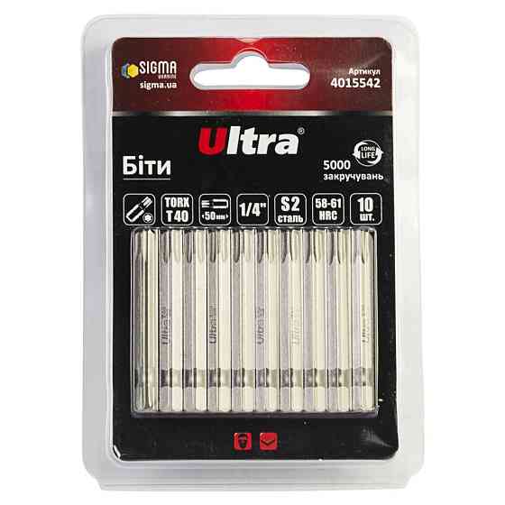 Ultra Биты TORX 40×50мм ¼" 10шт S2 (блистер) ULTRA (4015542) Коломия