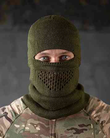 Балаклава мужская тактическая подшлемник  шапка олива вязаная трикотаж Одесса
