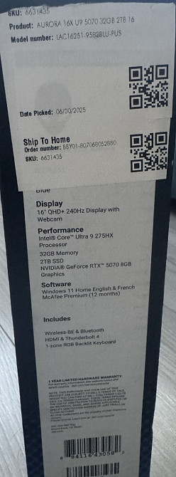 Ноутбук Alienware Aurora 16 I9RTX5070SSD2TB Київ - фото 2
