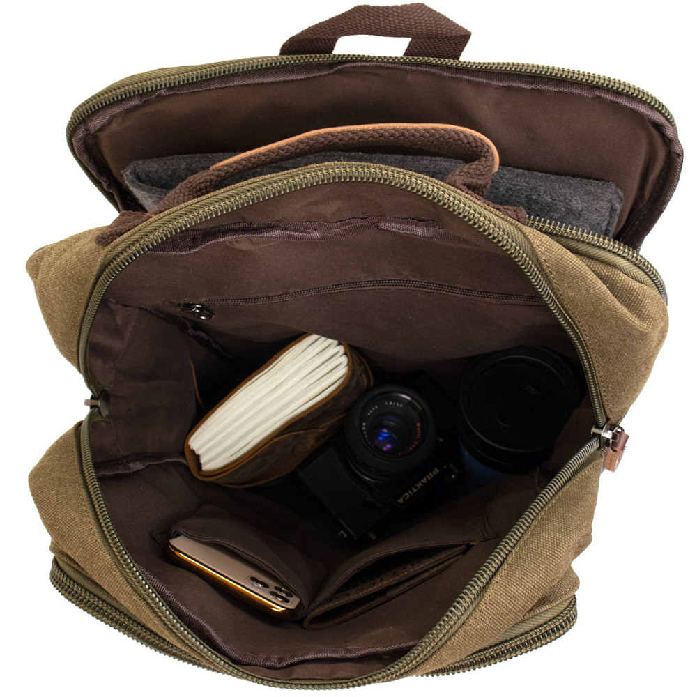 Рюкзак текстильний дорожній унісекс на два відділення Vintage 20612 Зелений Київ - фото 5