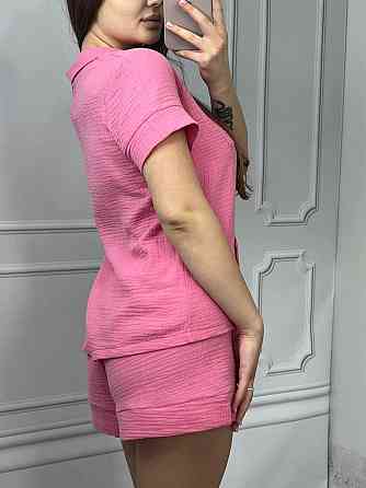 Піжама жіноча шорти і сорочка муслінова Рожевий L Харків