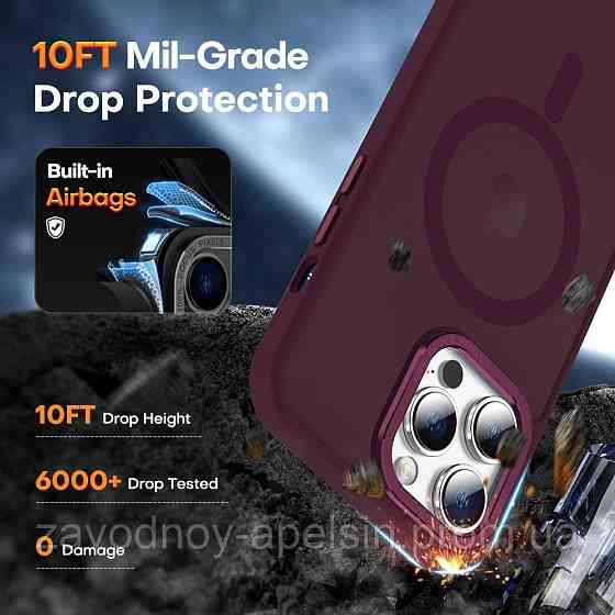 IPhone 16 Pro Чехол матовый Магнит TPU+PC (бордовый) Одесса