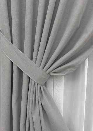 Комплект штор VR-Textil 100% блекаут ASHEN NIGHT 150х270 2шт і Тюль 400х270 1840ш-1153т світло-сірий з білим 71-087/3 Київ