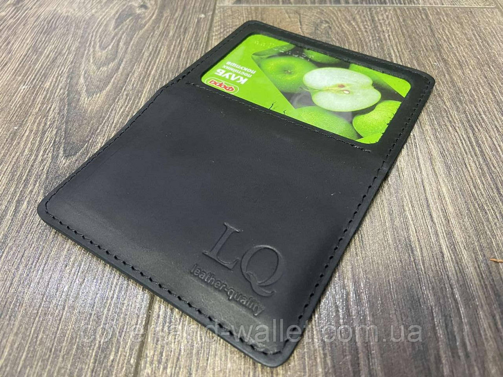 Чорна шкіряна обкладинка на ID паспорт та авто документи ST Leather Київ - фото 7