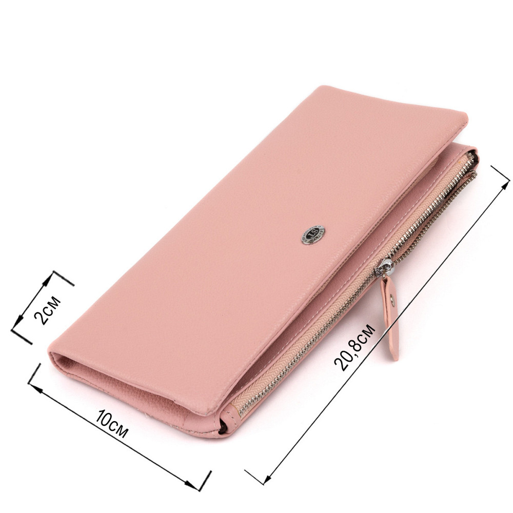 Кошелек-клатч из кожи с карманом для мобильного Розовый (ST Leather) Киев - изображение 7