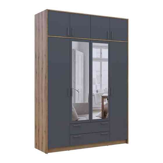 Шкаф для одежды Doros Ронди с антресолью и зеркалом Дуб Артизан/Графит 4ДСП 160х52х236 DRS-011677 (80737830) Львов