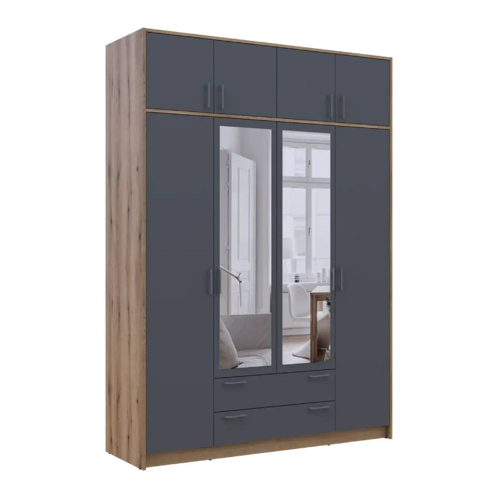 Шкаф для одежды Doros Ронди с антресолью и зеркалом Дуб Артизан/Графит 4ДСП 160х52х236 DRS-011677 (80737830) Львов - изображение 6