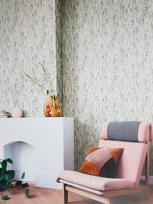 Обои виниловые на флизелине Rasch Composition 0,53х10 абстракция структурные кора дерева белые с черным Киев - изображение 1