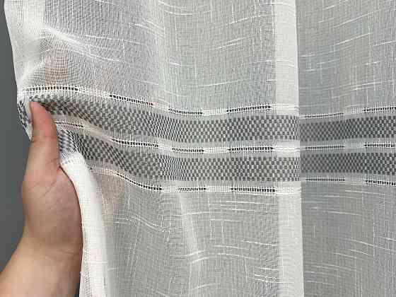 Тюль VR-Textil 2087т Мережка Льон Молочний з сірим 400х270 см (42-1298) Київ