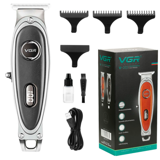 Тример акумуляторний для бороди VGR V-263 LED-дисплей (4 насадки) Вінниця