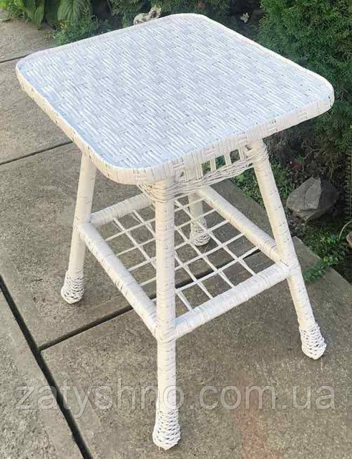 Квадратный белый стол из лозы Киев - изображение 4