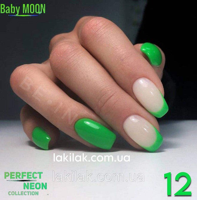 Гель-лак BABY MOON Perfect Neon №12 яскраво-зелений, 6 мл Херсон - фото 1