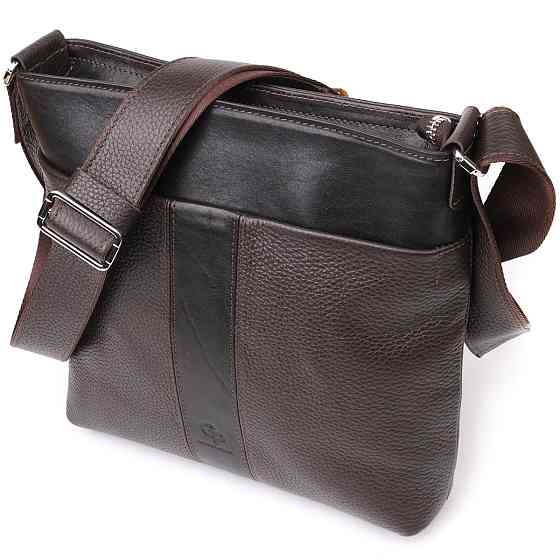 Стильна сумка через плече для чоловіків із натуральної шкіри GRANDE PELLE 22884 Коричневий Київ