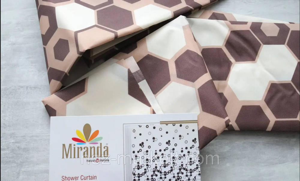 Штора тканевая для душа Miranda Troy коричневая 180 х 200 см Харьков - изображение 3