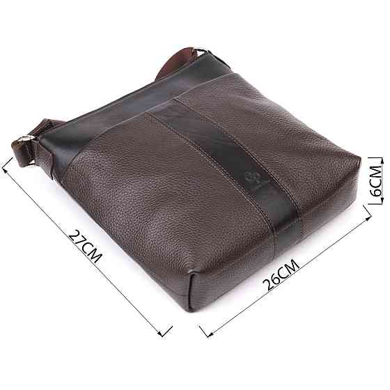 Стильна сумка через плече для чоловіків із натуральної шкіри GRANDE PELLE 22884 Коричневий Київ