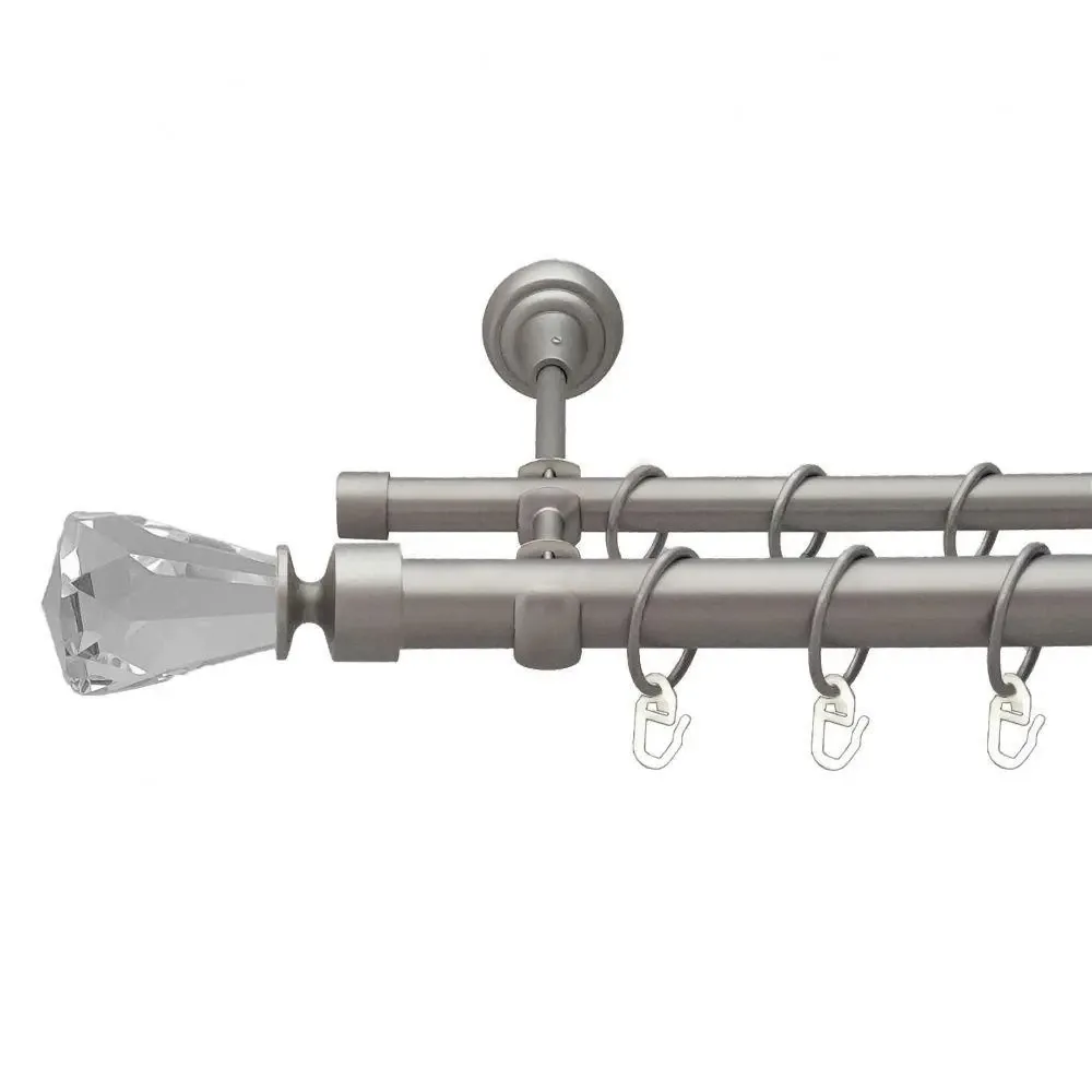 Карниз Orvit Лучетта металевий дворядний відкритий гладка труба кільце металеве Сатин 25\16 мм 200 см (00-00011020) Львів - фото 1